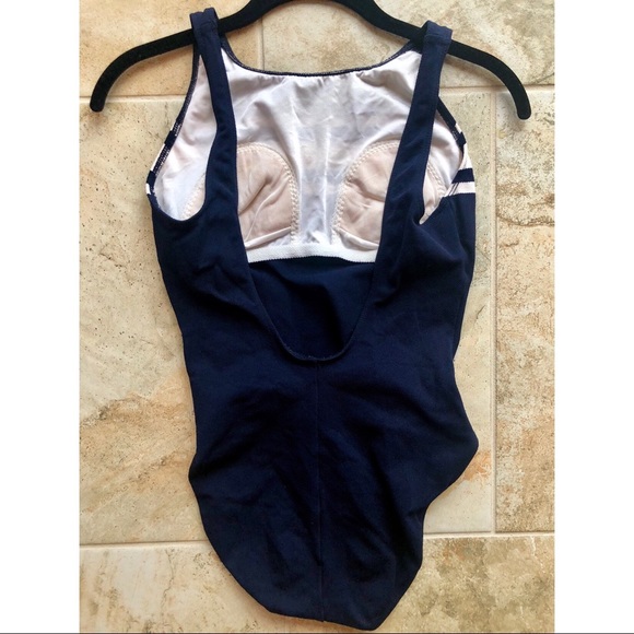 Vintage Nautica High-Neck One-Piece Navy Swimsuit - Picture 2 of 8
